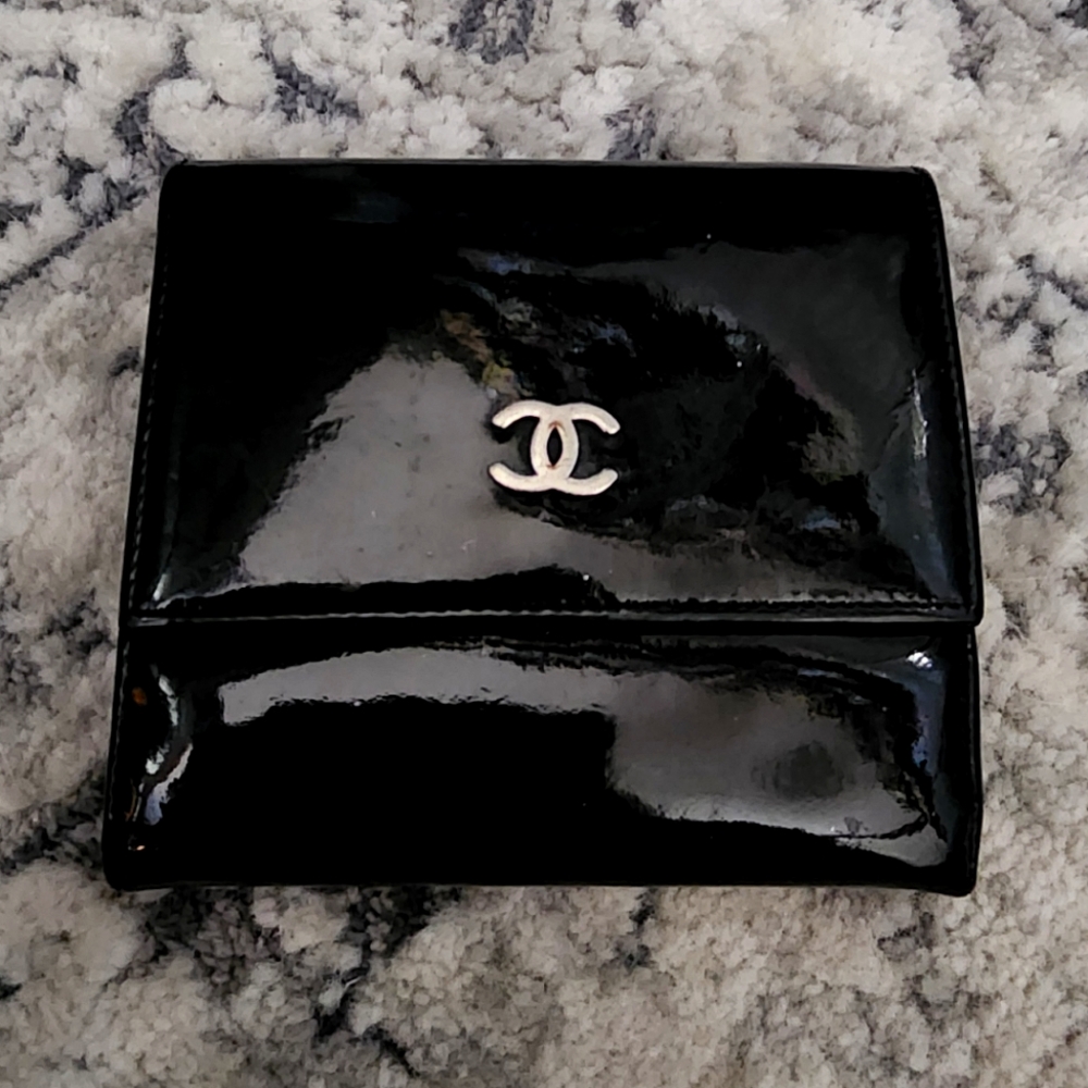 Chanel Patent Leather Trifold Compact Wallet